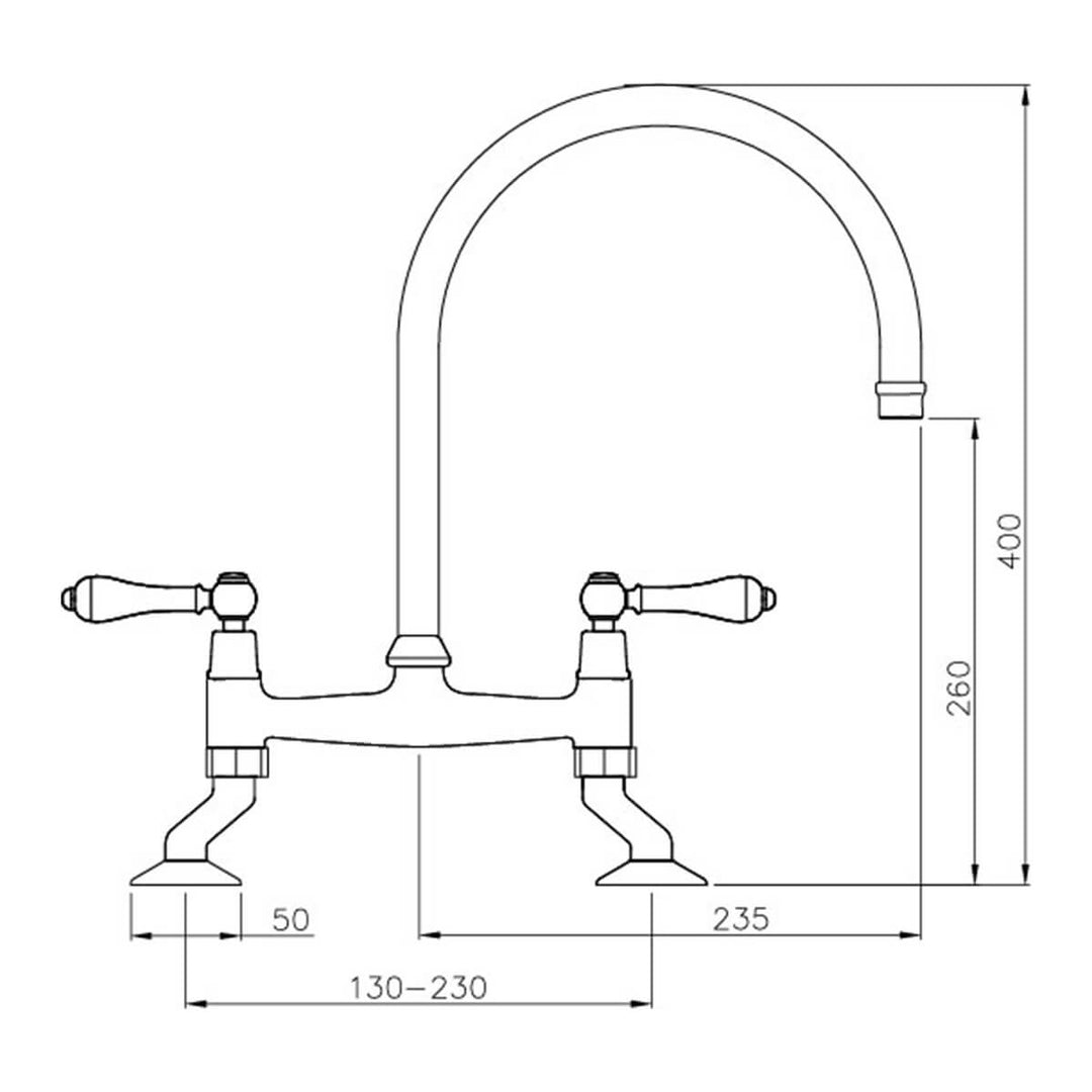 Turner Hastings Ludlow Bridge Mixer Tap - English Bronze