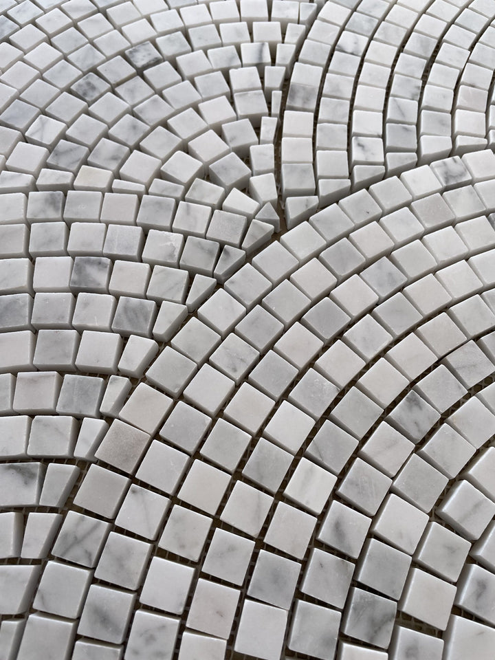 Lisbon Carrara Fan Honed Mosaic