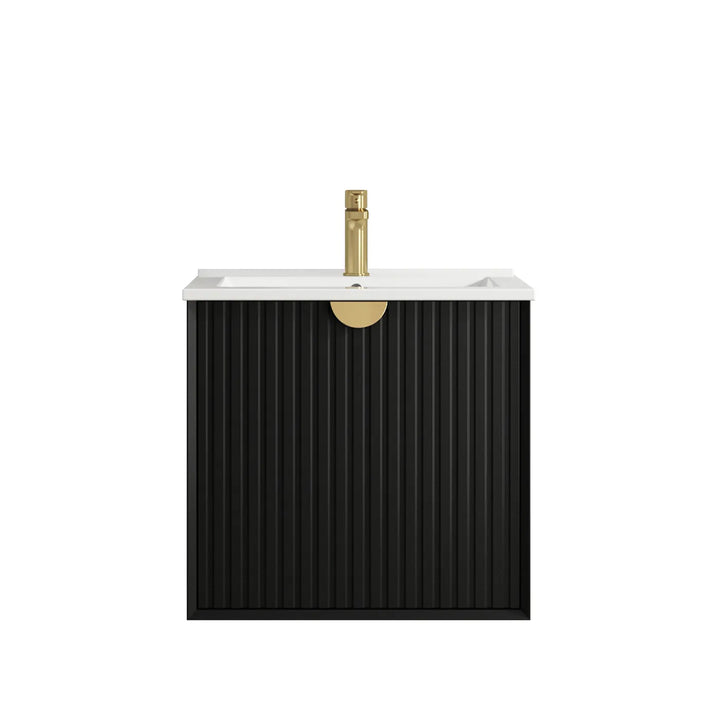 Marlo Fluted 600mm Matte Black Wall Hung Vanity