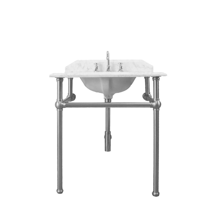 Turner Hastings Mayer Basin Stand With 75 x 55 Real Carrara Marble Top - Brushed Nickel