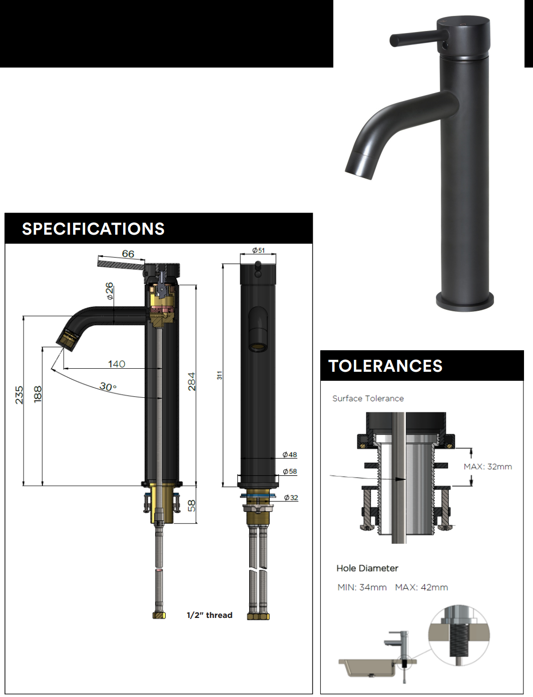 Meir Round Tall Curved Basin Mixer
