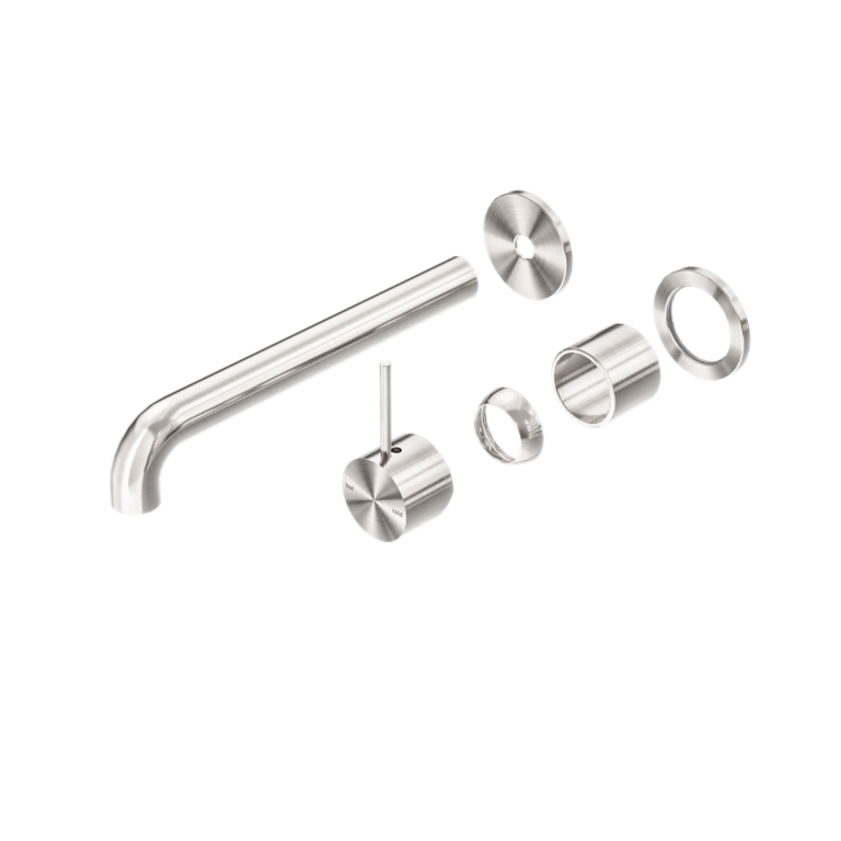 Nero Mecca Wall Basin/Bath Mixer Separate Back Plate Handle Up 120/160/185/230/260mm Trim Kits Only Brushed Nickel