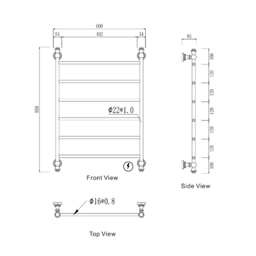 Modern National Medoc 6 Bar Heated Towel Rail