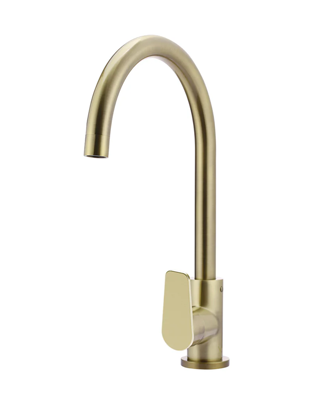 Meir Round Gooseneck Kitchen Mixer Tap With Paddle Handle