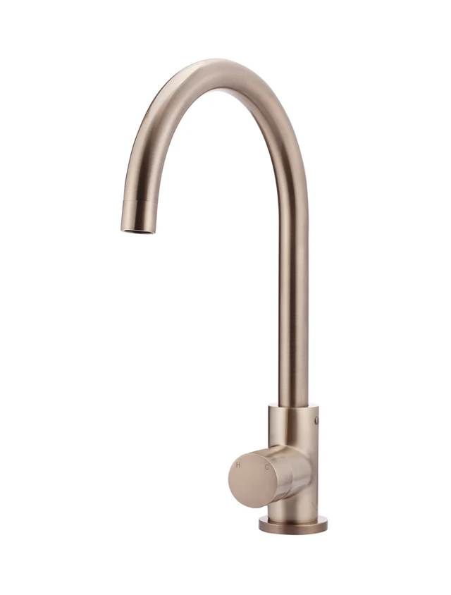 Meir Round Gooseneck Kitchen Mixer Tap With Pinless Handle