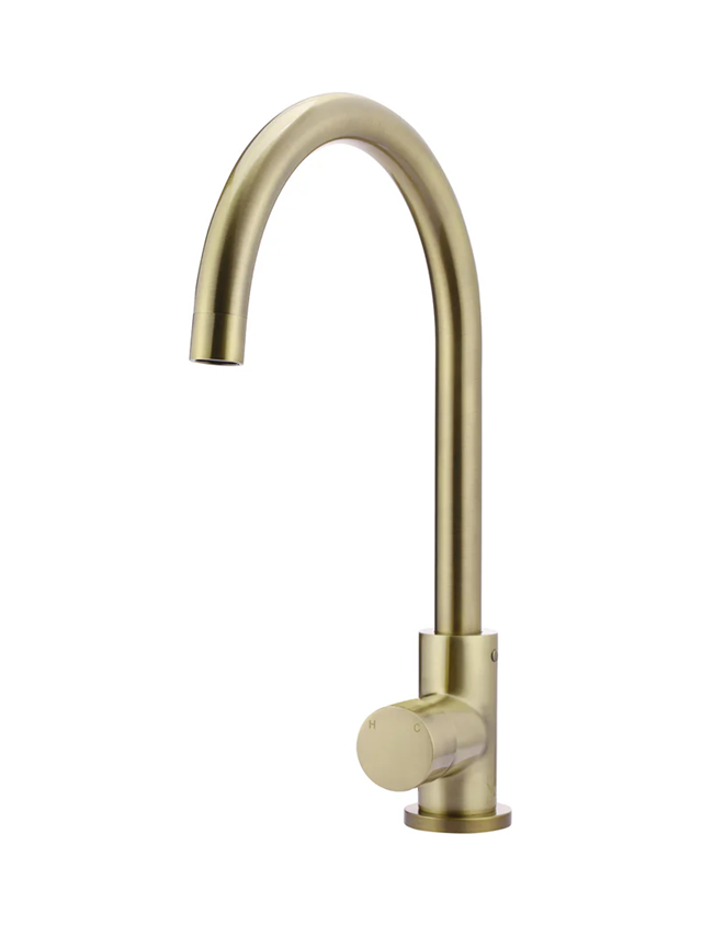 Meir Round Gooseneck Kitchen Mixer Tap With Pinless Handle