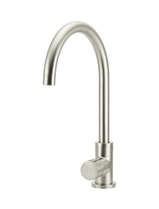 Meir Round Gooseneck Kitchen Mixer Tap With Pinless Handle