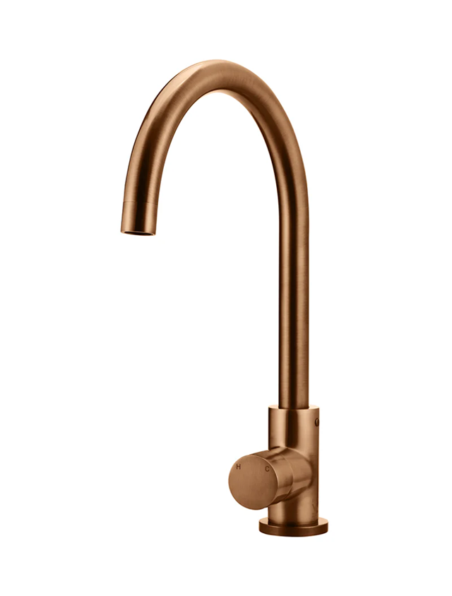 Meir Round Gooseneck Kitchen Mixer Tap With Pinless Handle