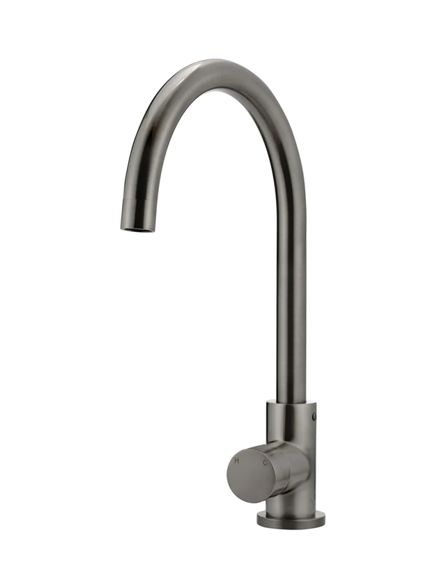 Meir Round Gooseneck Kitchen Mixer Tap With Pinless Handle