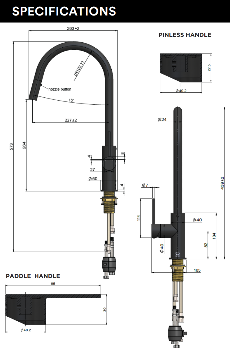 Meir Round Paddle Piccola Pull Out Kitchen Mixer Tap