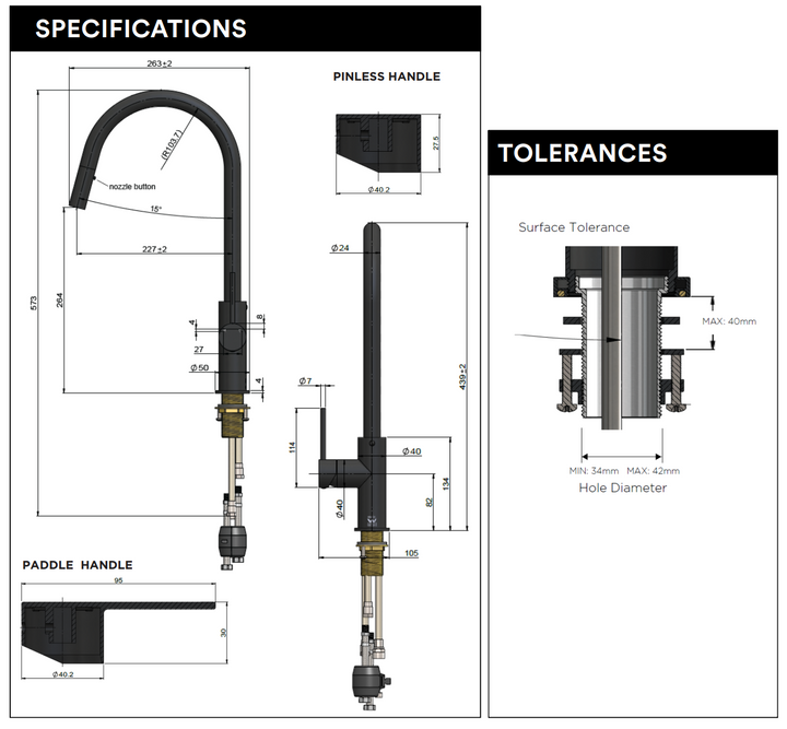 Meir Round Pinless Piccola Pull Out Kitchen Mixer Tap