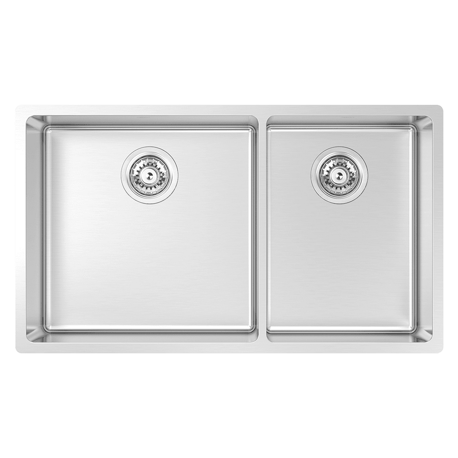Abey Lucia Double Bowl with KTA014-BR Kitchen Mixer, Drain Tray & Cutting Board