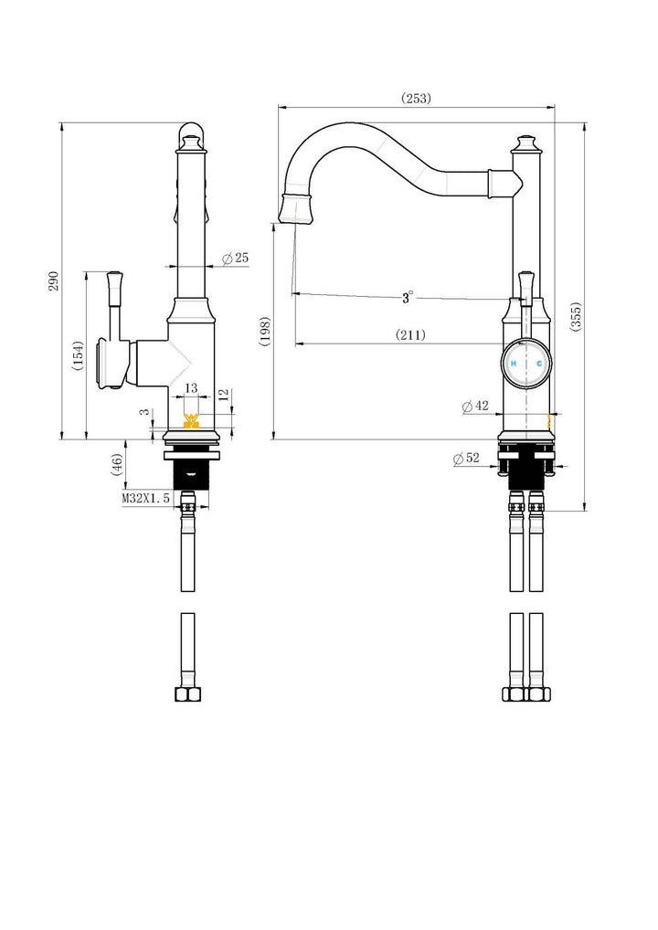 Modern National Montpellier Shepherd’s Crook Kitchen Mixer