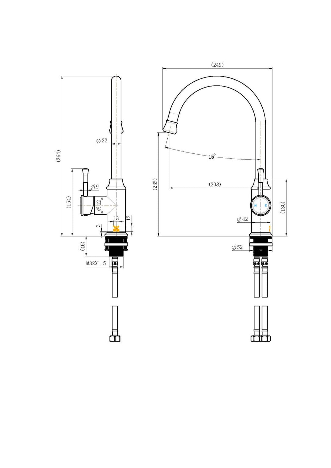 Modern National Montpellier Gooseneck Kitchen Mixer