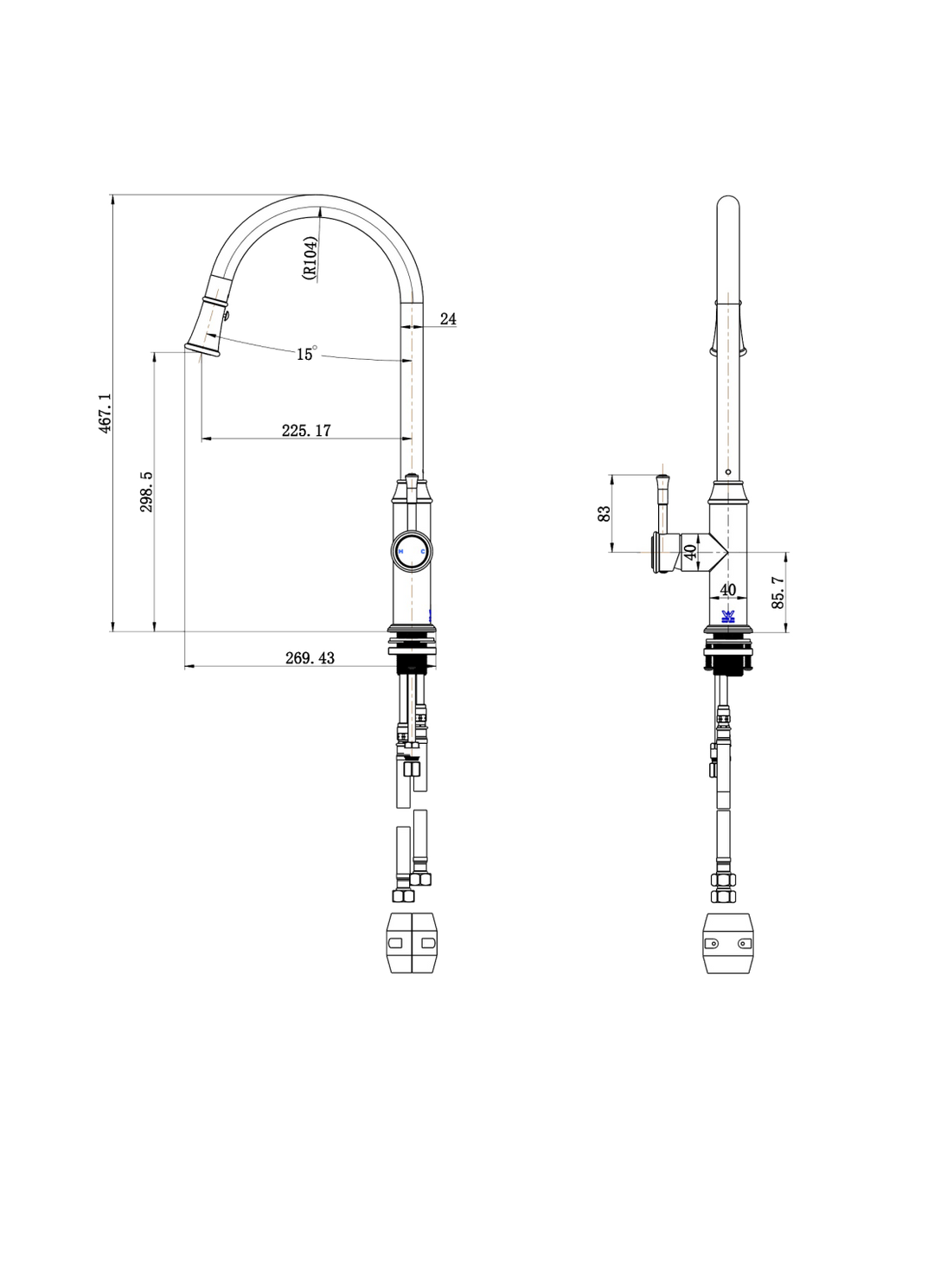 Modern National Montpellier Pull-Out Kitchen Mixer