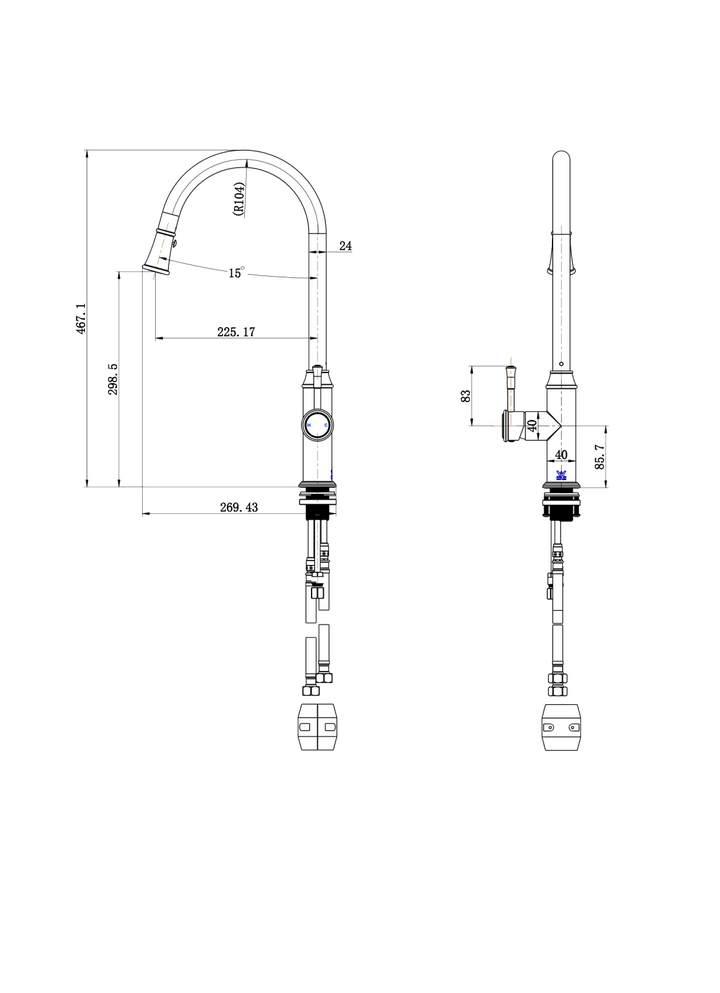 Modern National Montpellier Pull-Out Kitchen Mixer