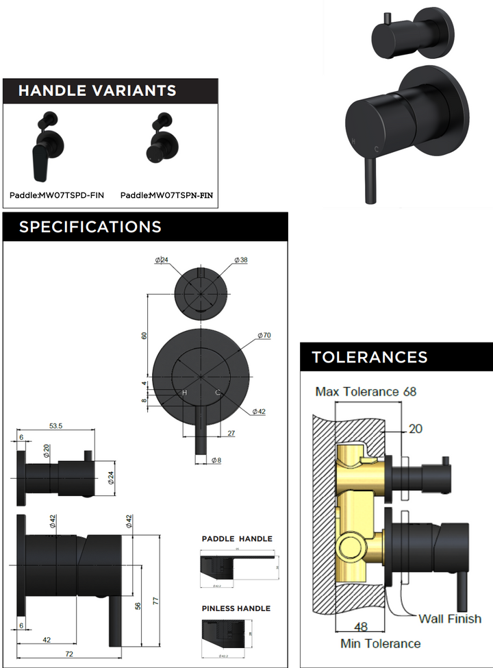 Meir Round Diverter Mixer Trim Kit (In-Wall Body Not Included)