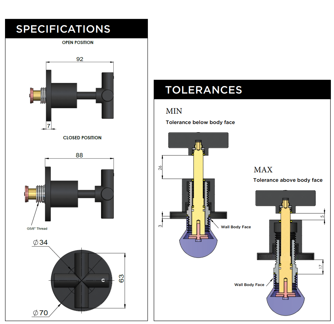 Meir Round Cross Handle Jumper Valve Wall Top Assemblies