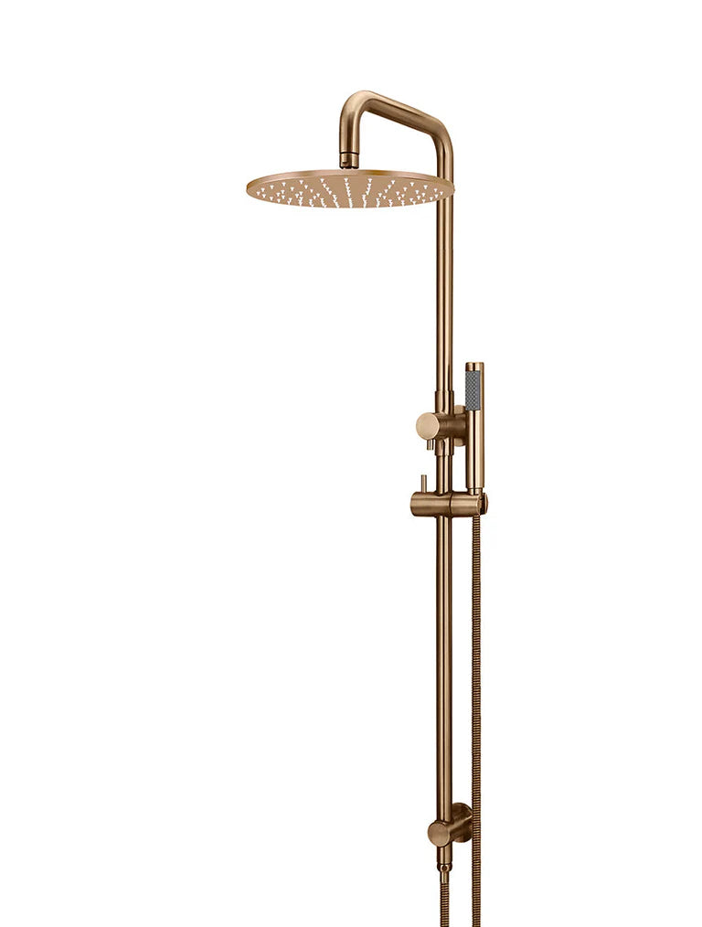 Meir Round Combination Shower Rail, 200mm Rose, Single Function Hand Shower