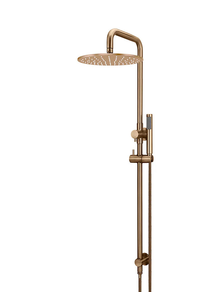 Meir Round Combination Shower Rail, 200mm Rose, Single Function Hand Shower
