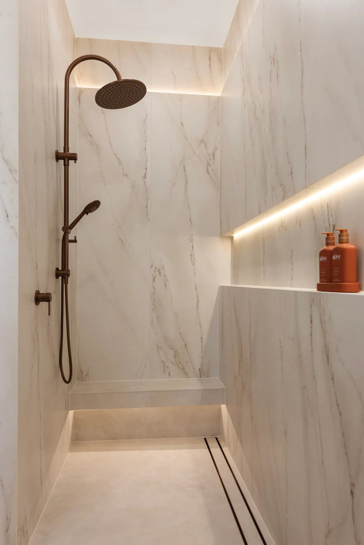 Meir Round Gooseneck Shower Set With 200mm/300mm Rose, One/Three-Function Hand Shower