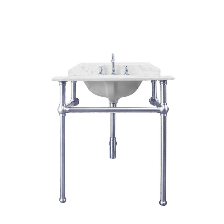 Turner Hastings Mayer Basin Stand With 75 x 55 Real Carrara Marble Top - Chrome