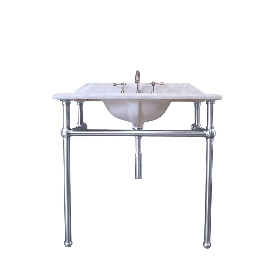 Turner Hastings Mayer Basin Stand With 90 x 55 Real Carrara Marble Top - Chrome