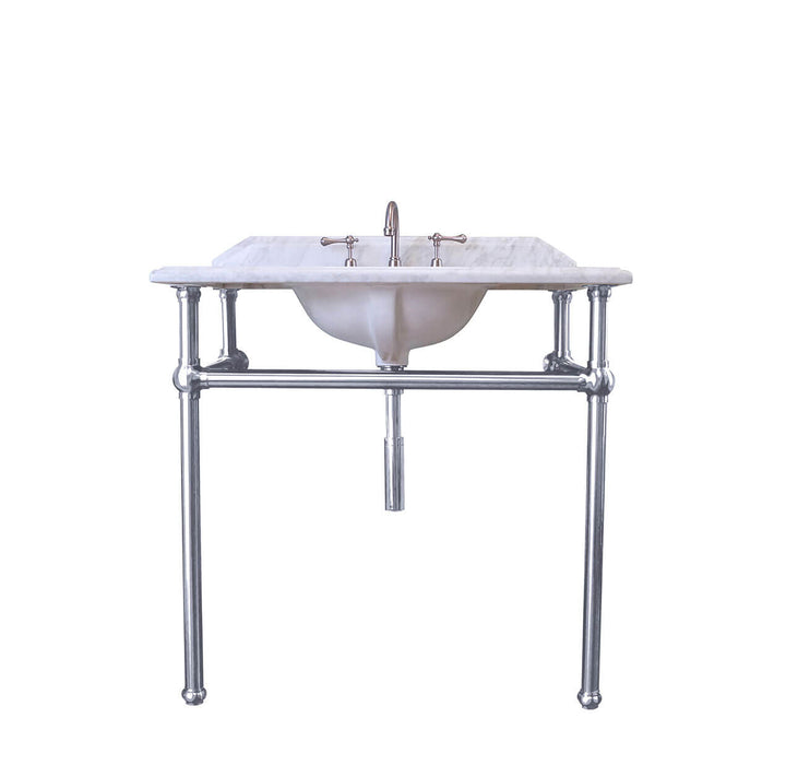 Turner Hastings Mayer Basin Stand With 90 x 55 Real Carrara Marble Top - Chrome