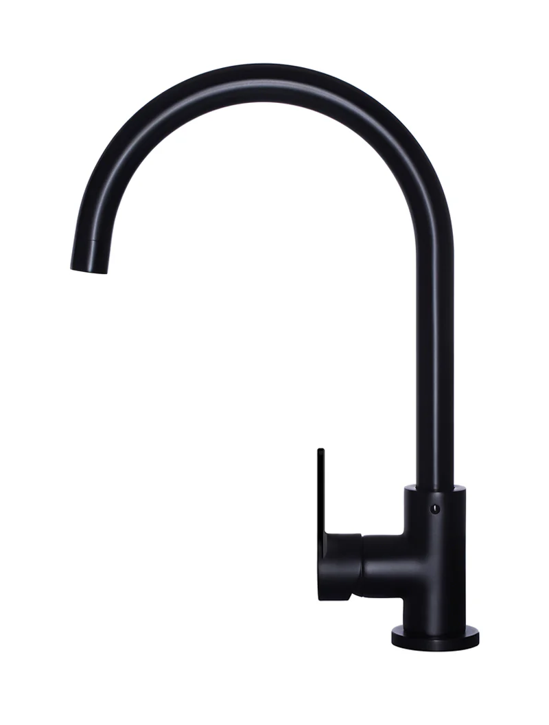 Meir Round Gooseneck Kitchen Mixer Tap With Paddle Handle