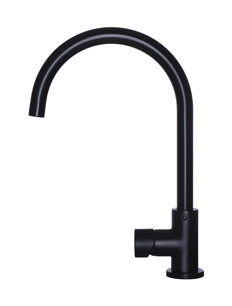 Meir Round Gooseneck Kitchen Mixer Tap With Pinless Handle