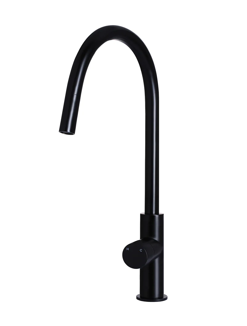 Meir Round Pinless Piccola Pull Out Kitchen Mixer Tap Matte Black