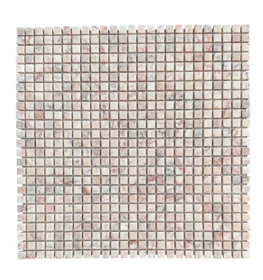 Mini Square Natural Rosso Tumbled Mosaic