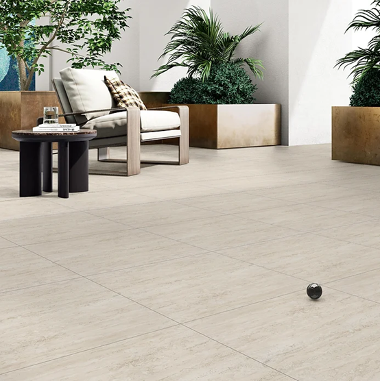 Stone-look Italian porcelain tile giving a natural and rugged texture