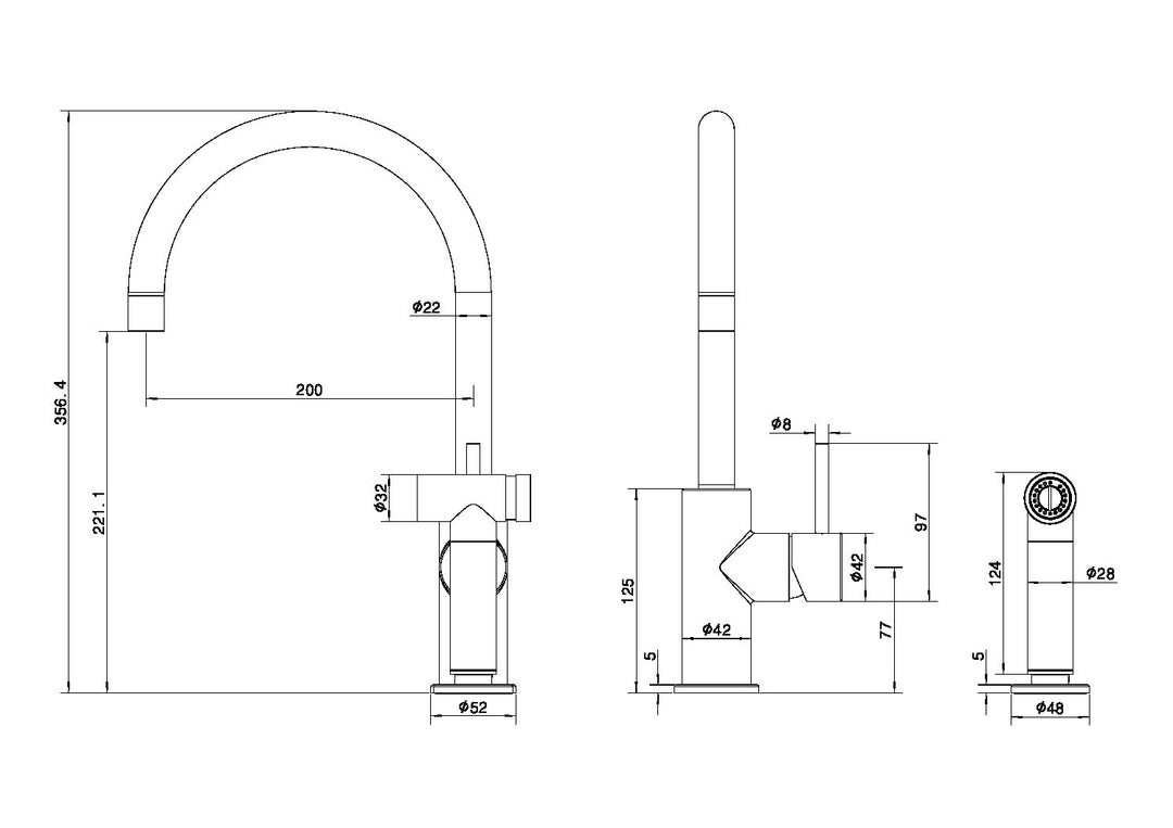 Nero Zen SS316L Kitchen Mixer With Hand Spray