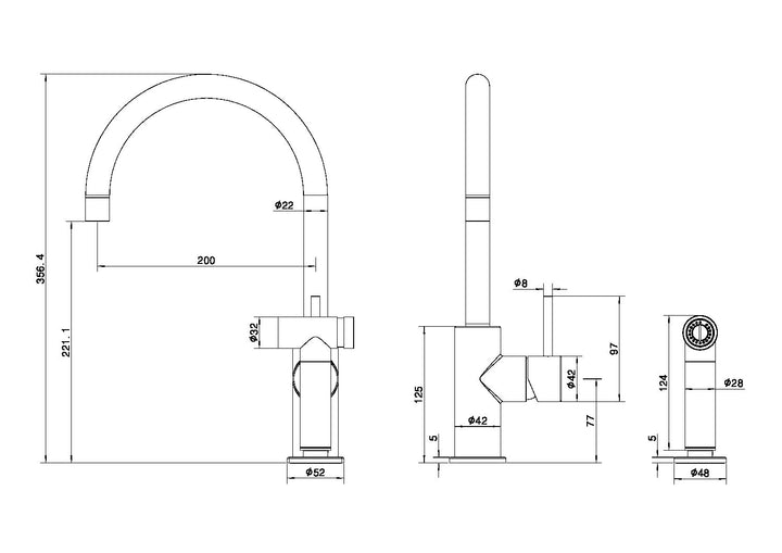Nero Zen SS316L Kitchen Mixer With Hand Spray