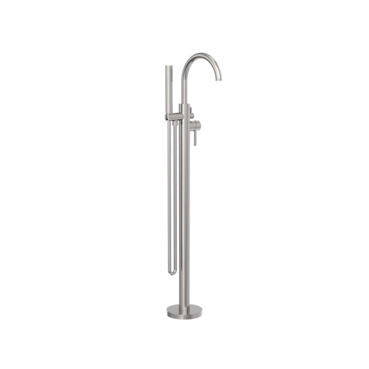 Nero Mecca Round Freestanding Mixer With Hand Shower Brushed Nickel