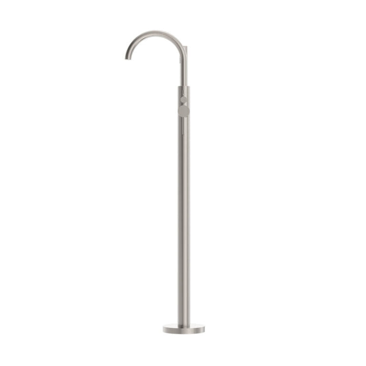 Nero Mecca Round Freestanding Mixer With Hand Shower Brushed Nickel