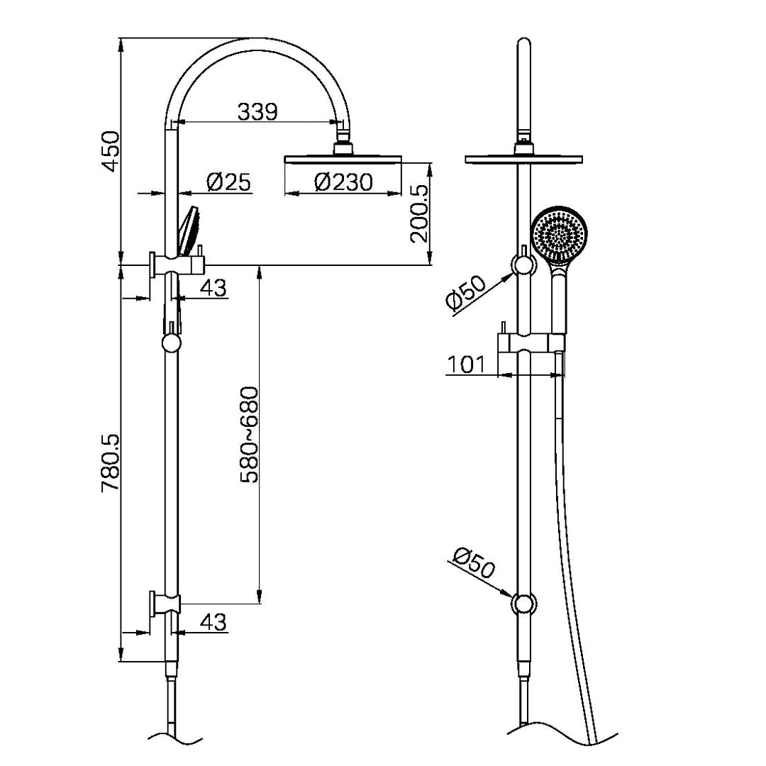 Nero Mecca Twin Shower With Air Shower Brushed Nickel