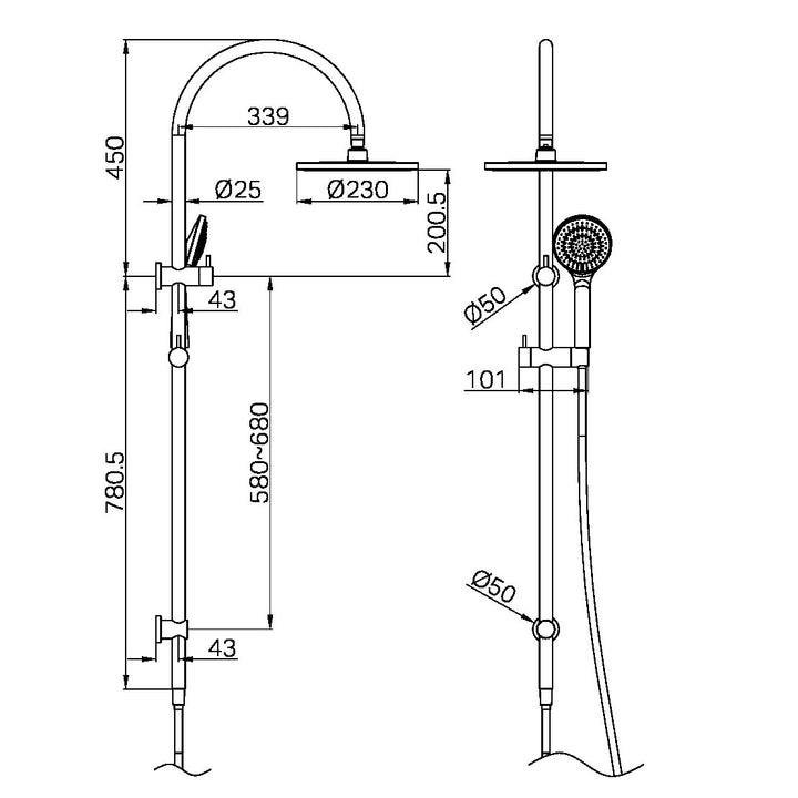 Nero Mecca Twin Shower With Air Shower Brushed Nickel