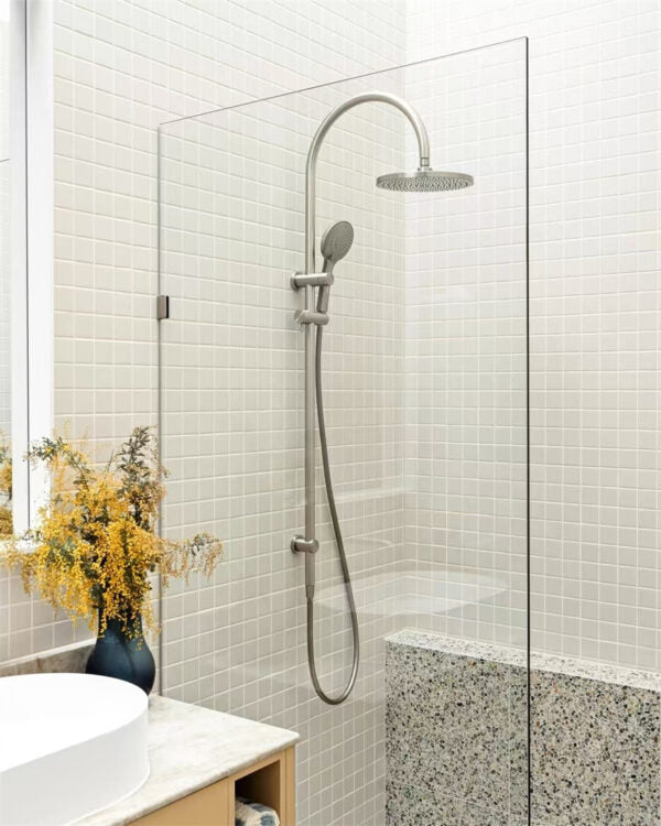 Nero Mecca Twin Shower With Air Shower Brushed Nickel