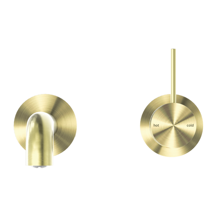 Nero Mecca Wall Basin/Bath Mixer Separate Back Plate Handle Up 120/160/185/230/260mm Brushed Gold