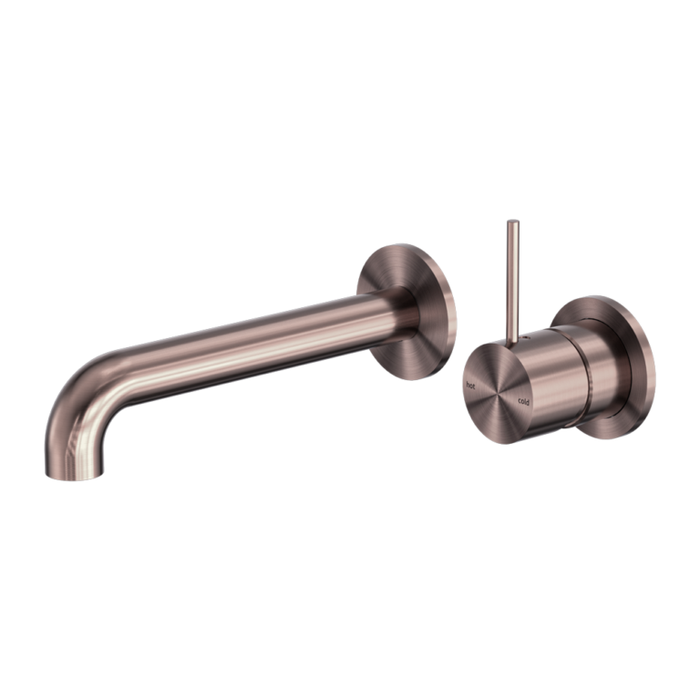 Nero Mecca Wall Basin/Bath Mixer Separate Back Plate Handle Up 120/160/185/230/260mm Brushed Bronze