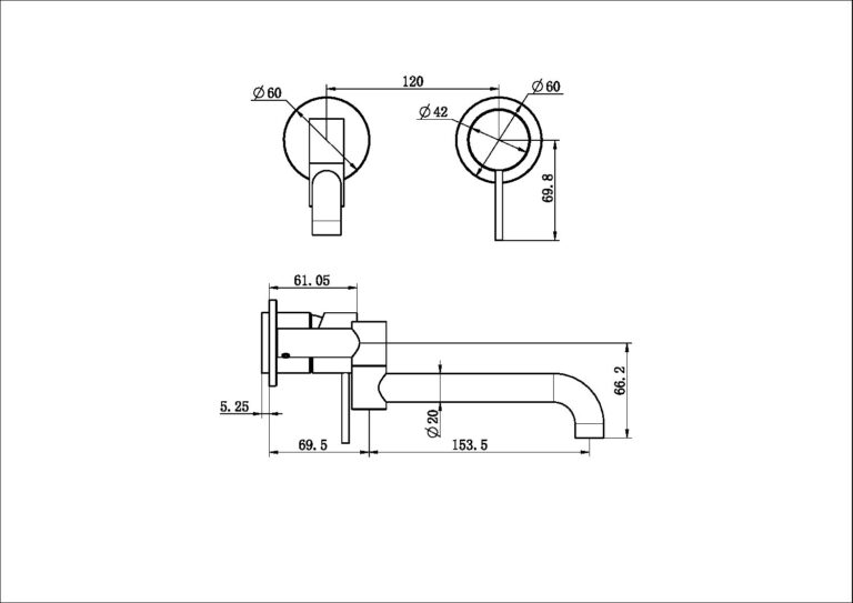 Nero Mecca Wall Basin/Bath Mixer Swivel Spout 225mm Trim Kits Only