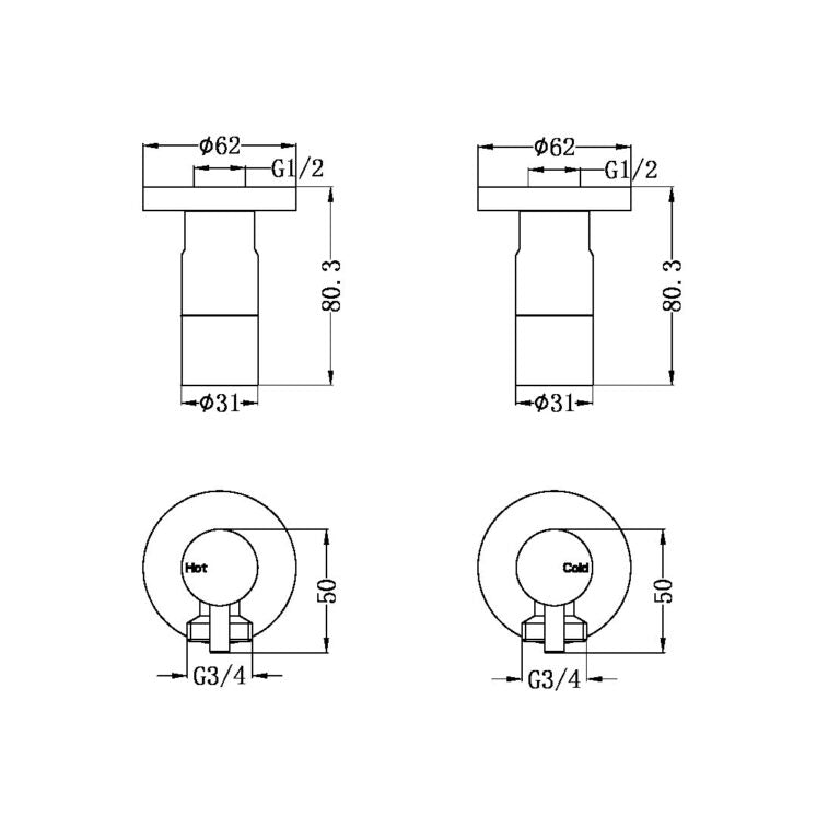 Nero Washing Machine Tap Set Brushed Nickel