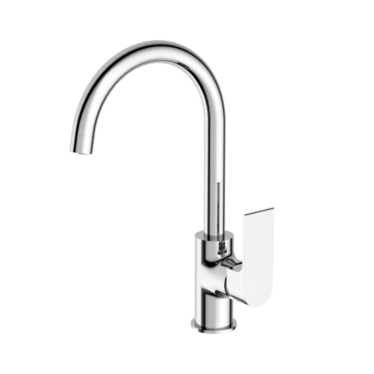Nero Bianca Kitchen Mixer Gooseneck Spout Chrome