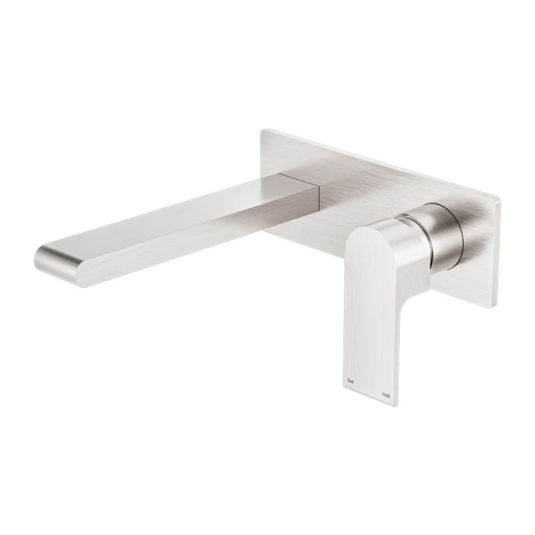 Nero Bianco Wall Basin/Bath Mixer 187/230mm Brushed Nickel