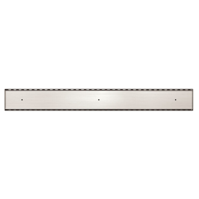 Nero Tile Insert V Channel Floor Grate 89mm Outlet With Hole Saw Brushed Nickel