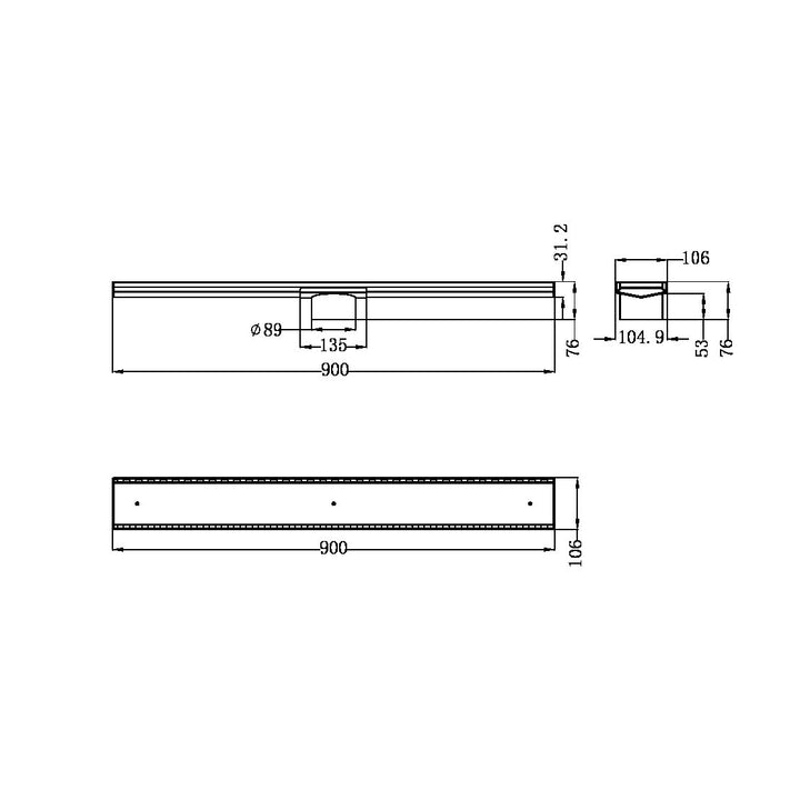 Nero Tile Insert V Channel Floor Grate 89mm Outlet With Hole Saw Brushed Nickel