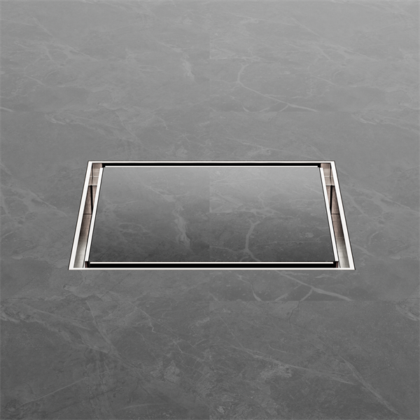 Nero 130mm Square Tile Insert Floor Waste 100mm Outlet Brushed Nickel