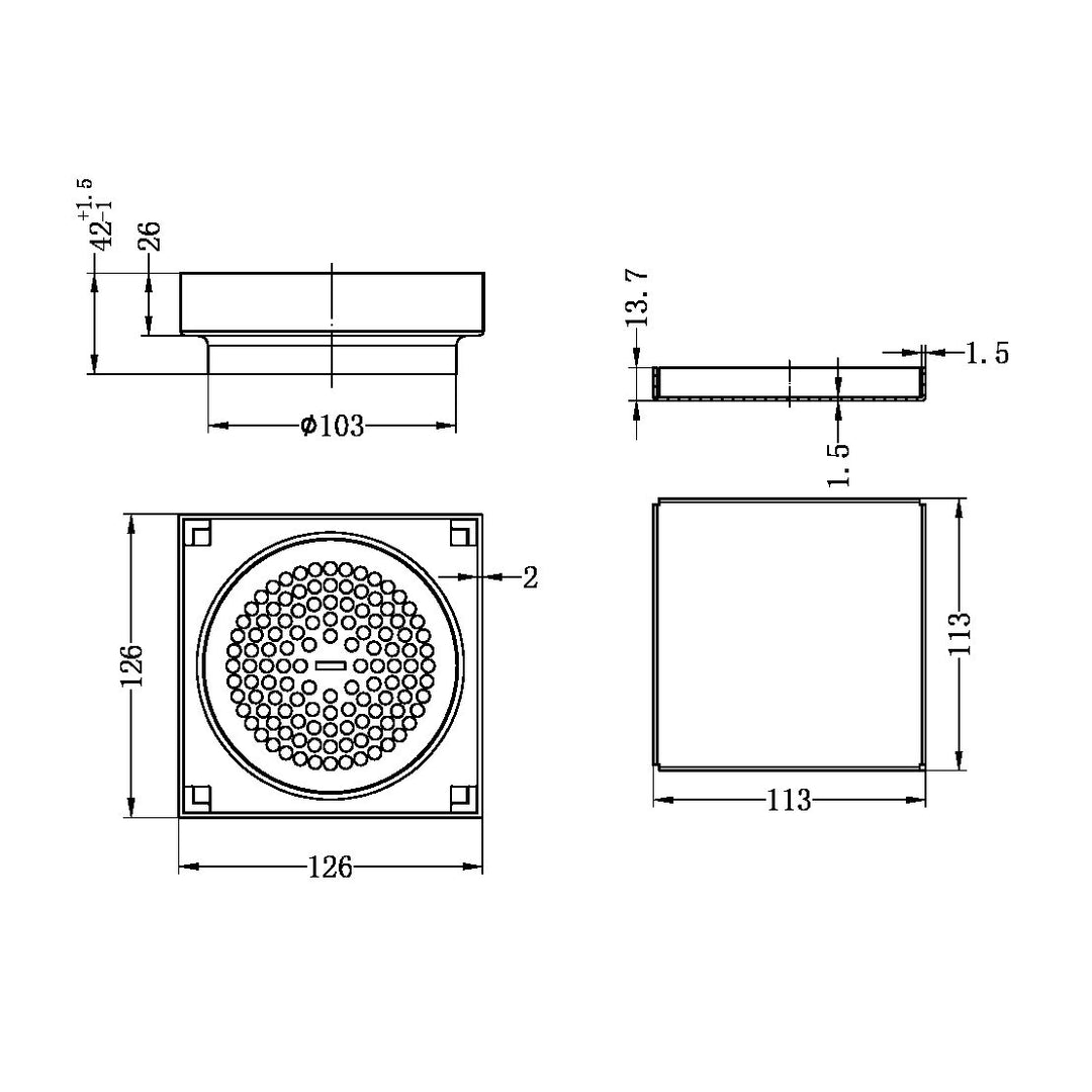 Nero 130mm Square Tile Insert Floor Waste 100mm Outlet Brushed Nickel